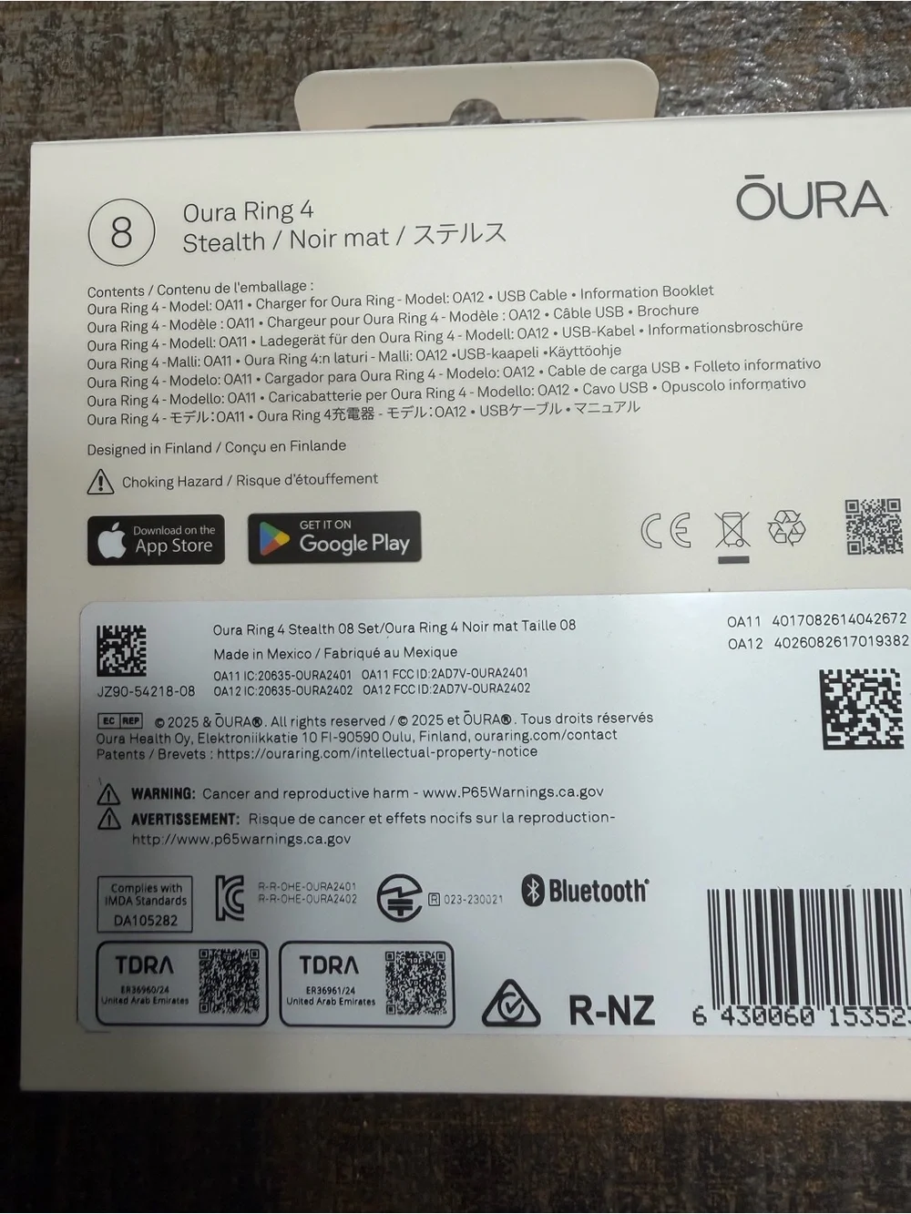 Oura Ring 4 Stealth size 8 Stealth Color Brand New never opened